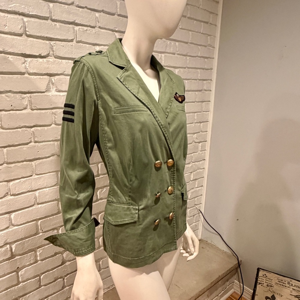 CAbi Sage Green Utility Jacket with Plaid Trim - Picture 8 of 10